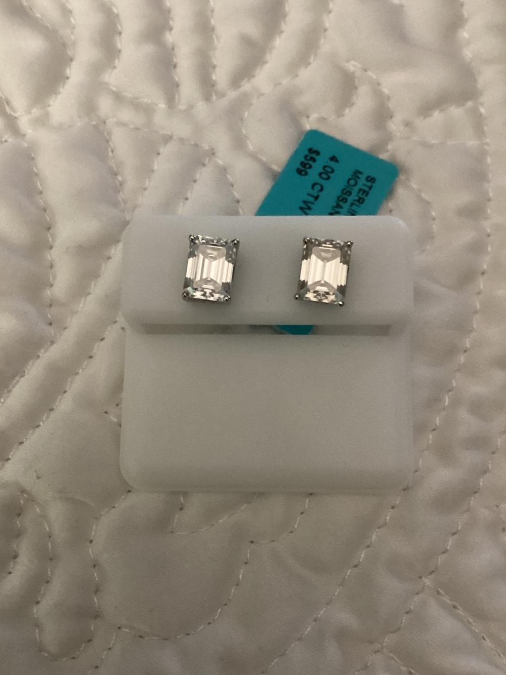 Moissanite Classic Emerald-Cut Sterling Silver Earrings